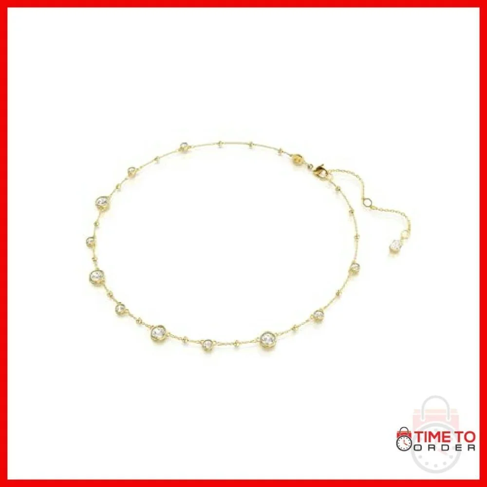 Gold-Tone Crystal Necklace with Lobster Clasp, 14.96 Inches